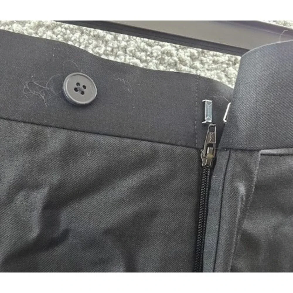 Calvin Klein Slim-Fit Wool-Laine Dress Pants Men's 40W x 32L Black Finished Hem